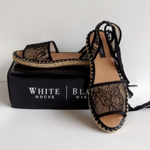 WH/BM Black Lace Espadrilles Lace-up Style